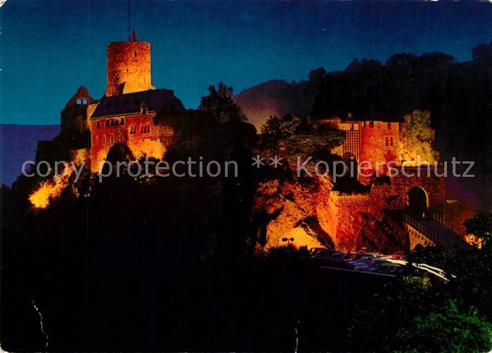 Heimbach Eifel Burg Hengebach unter Beleuchtung Nachtaufnahme