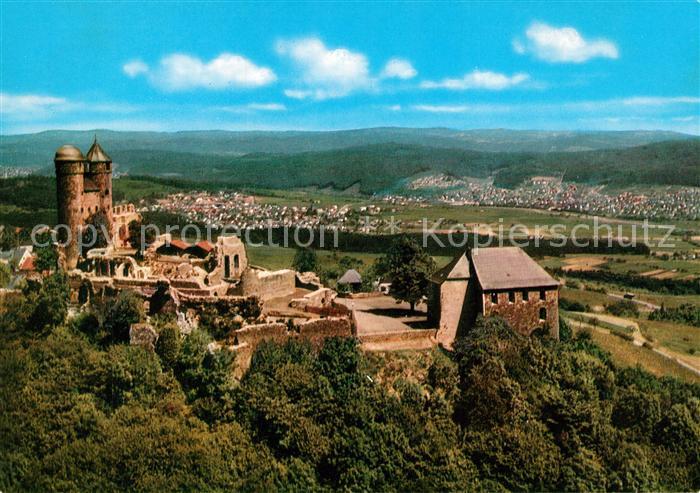 Greifenstein Hessen Burg Greifenstein Burgruine Landschaftspanorama Westerwald F