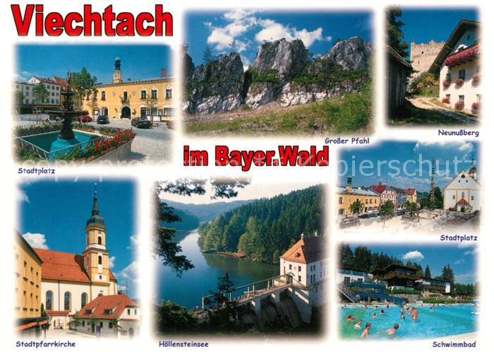 Viechtach Bayerischer Wald Stadtplatz Kirche Hoellensteinsee Grosser Pfahl Felse