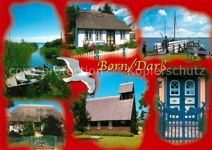 Born Darss Typische Wohnhaeuser der Region Haustuer Bootssteg Kirche