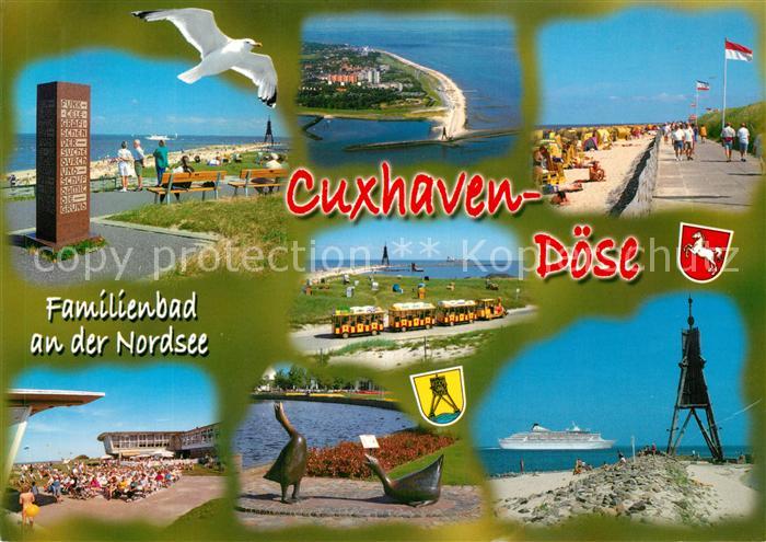 Doese Strand Promenade Denkmal Moewe Skulptur Touristenbahn Kugelbake Faehre Fli