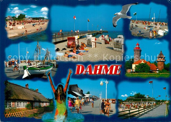 Dahme Ostseebad Strand Moewe Leuchtturm Promenade Seebruecke Fischkutter