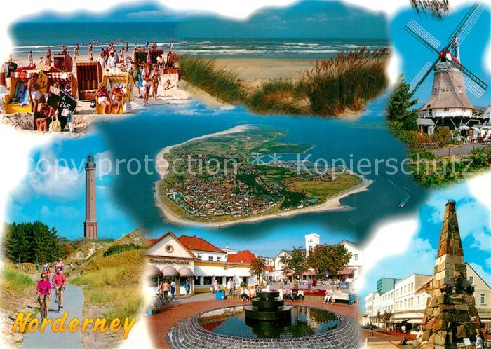 Norderney Nordseebad Strand Duenen Leuchtturm Windmuehle Denkmal Brunnen Flieger