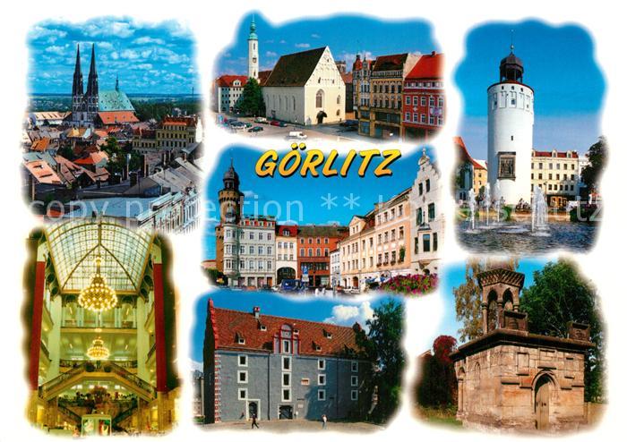 Goerlitz Sachsen Stadtbild mit Kirche Innenstadt Turm Warenhaus