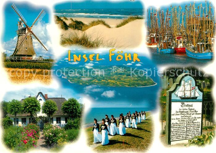 Insel Foehr Windmuehle Duenen Fischkutter Wohnhaus Trachten Denkmal Fliegeraufna