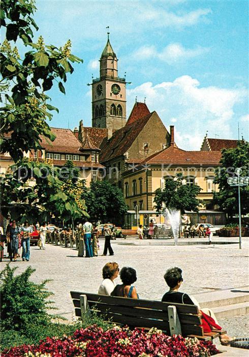 ueberlingen Bodensee Strandpromenade Blick zur Altstadt Kirche