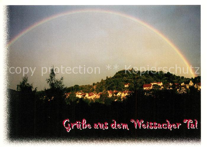Ebersberg Rhoen Burg Ebersberg im Weissacher Tal Abendstimmung mit Regenbogen