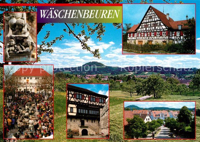 Waeschenbeuren Skulptur Fest Fachwerkhaus Ortsstrasse Landschaftspanorama