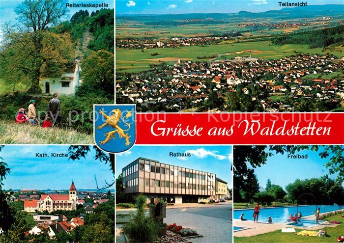 Waldstetten Wuerttemberg Reiterleskapelle Kirche Rathaus Freibad Fliegeraufnahme