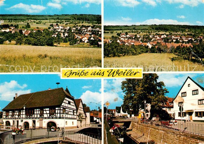 Weiler Keltern Partie am Bach Fachwerkhaus Landschaftspanorama