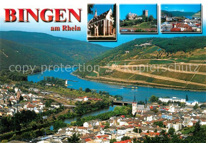 Bingen Rhein Panorama Nahemuendung Kirche Burg Klopp