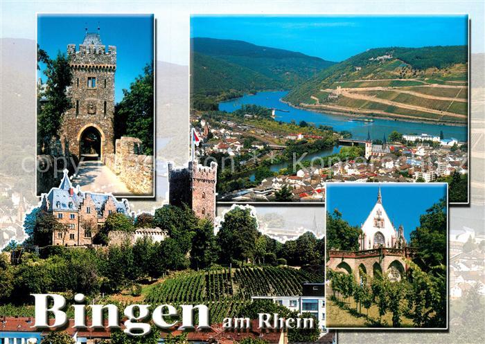 Bingen Rhein Burg Klopp Torbogen Rochuskapelle Panorama Nahemuendung