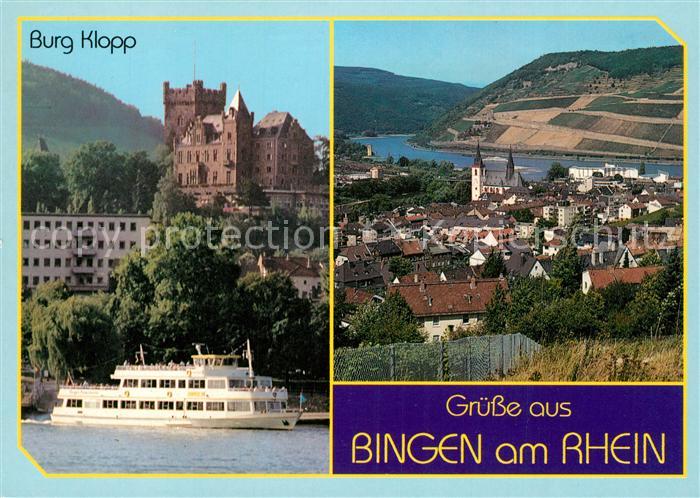 Bingen Rhein Burg Klopp Rheindampfer Stadtpanorama