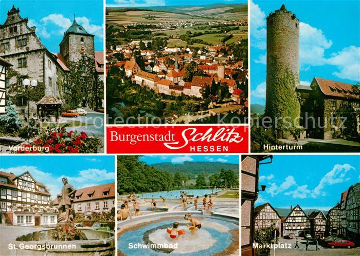 Schlitz Burgenstadt Vorderburg Hinterturm St Georgsbrunnen Freibad Marktplatz Fa