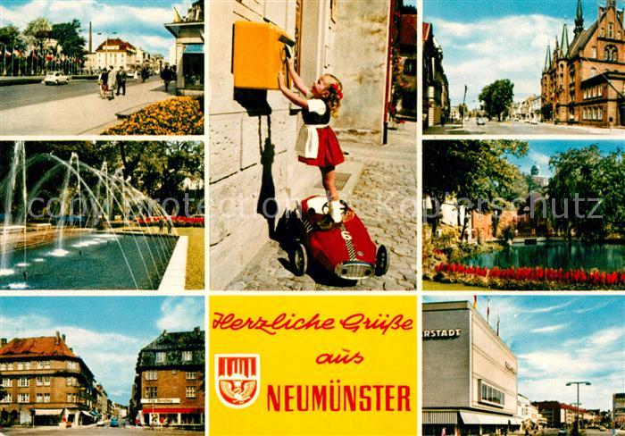 Neumuenster Schleswig-Holstein Strassenpartien Innenstadt Wasserspiele Maedchen