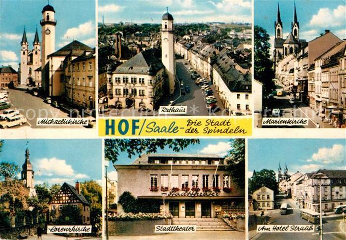 Hof Saale Michaeliskirche Rathaus Marienkirche Lorenzkirche Stadttheater Hotel S