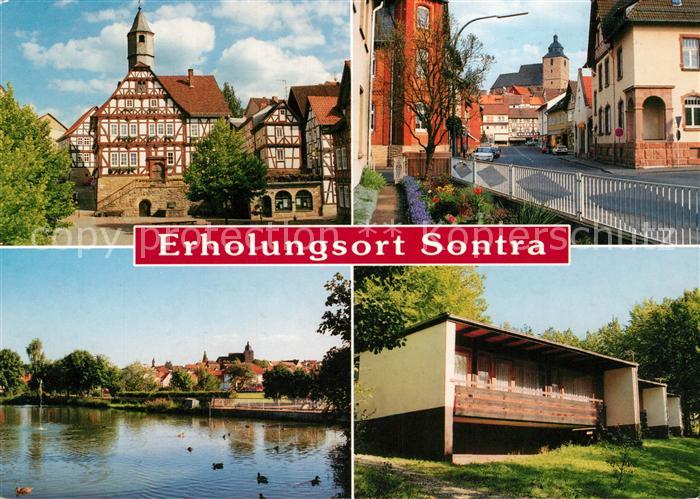 Sontra Teilansichten Erholungsort Fachwerkhaeuser Bungalow Partie an der Sontra