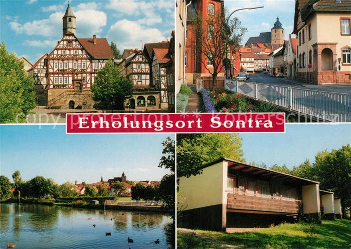 Sontra Teilansichten Erholungsort Rathaus Fachwerkhaus Bungalow Partie an der So