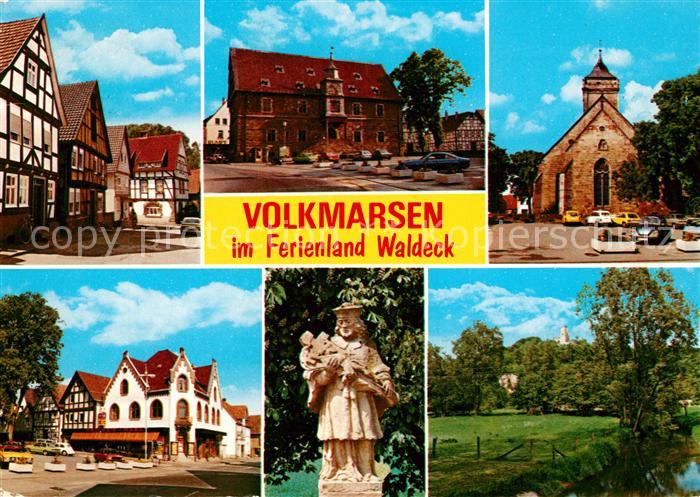 Volkmarsen Altstadt Fachwerkhaeuser Hotel Restaurant Rathaus Kirche Denkmal Part