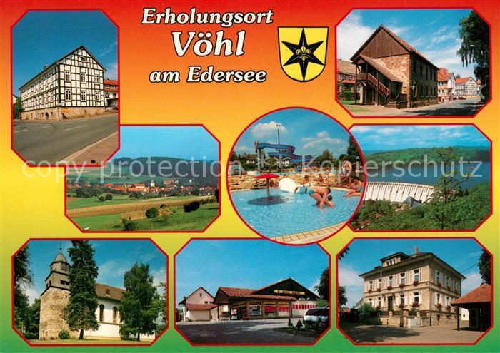 Voehl Edersee Fachwerkhaus Ortsansicht Kirche Landschaftspanorama Edersee Sperrm