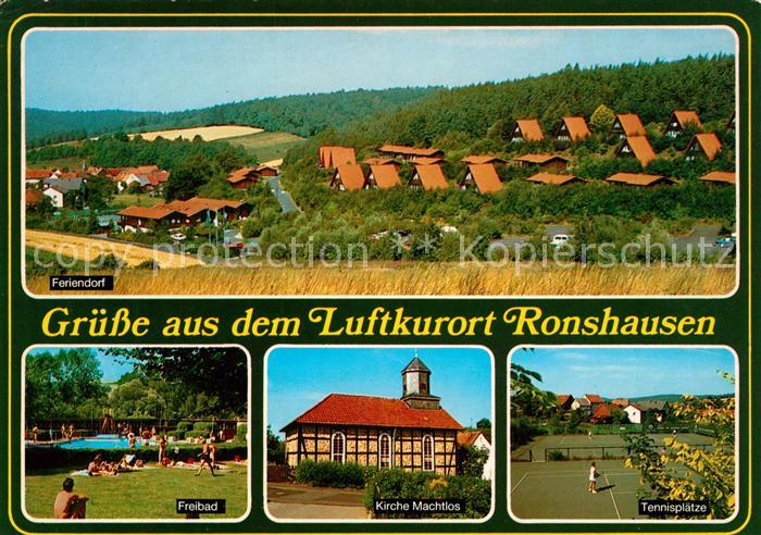 Ronshausen Panorama Feriendorf Freibad Kirche Tennisplaetze