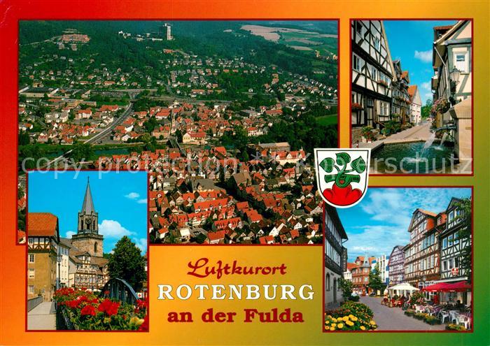 Rotenburg Fulda Altstadt Fachwerkhaeuser Innenstadt Strassencafes Fliegeraufnahm