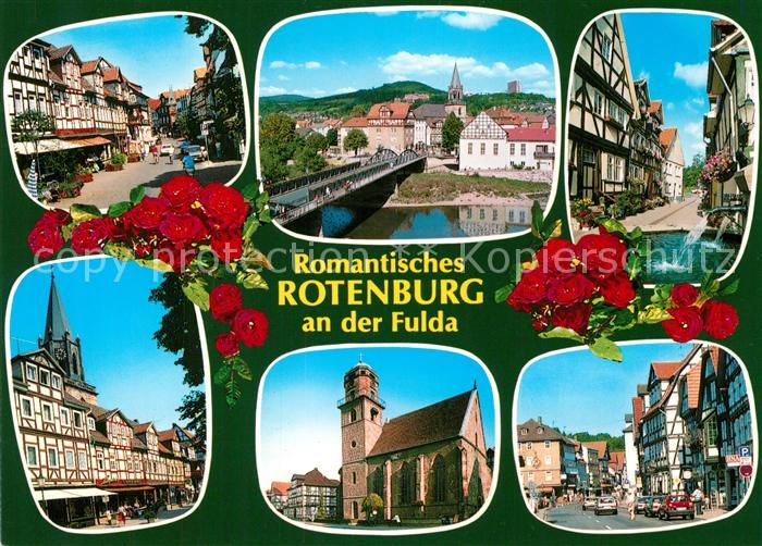 Rotenburg Fulda Teilansichten Luftkurort Altstadt Fachwerkhaeuser Kirche Bruecke