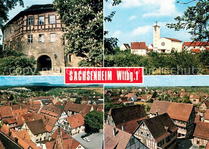 Sachsenheim Wuerttemberg Schloss Rathaus Kirche Stadtpanorama Blick nach Westen
