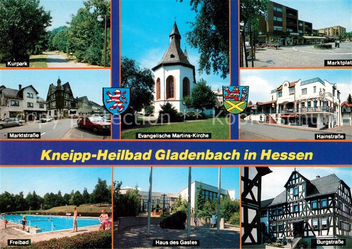 Gladenbach Hessen Kurpark Markstrasse Freibad Kirche Haus des Gastes Marktplatz