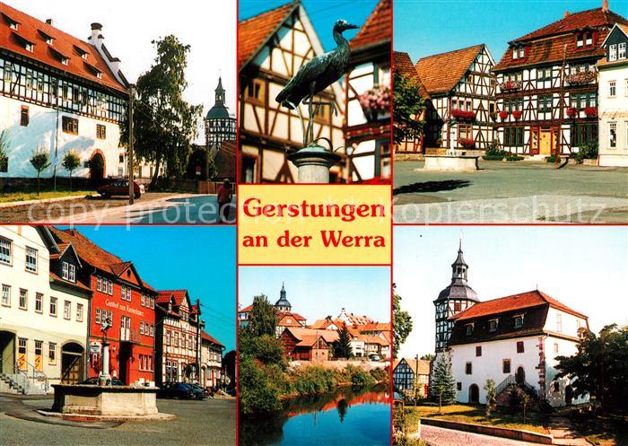 Gerstungen Teilansichten Altstadt Historische Gebaeude Fachwerkhaeuser Brunnen P