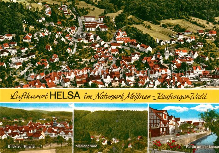 Helsa Luftkurort Naturpark Meissner Kaufunger Wald Fliegeraufnahme Mariengrund P