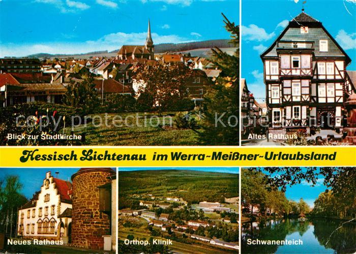 Hessisch Lichtenau Ortsansicht mit Kirche Altes Rathaus Fachwerkhaus Neues Ratha
