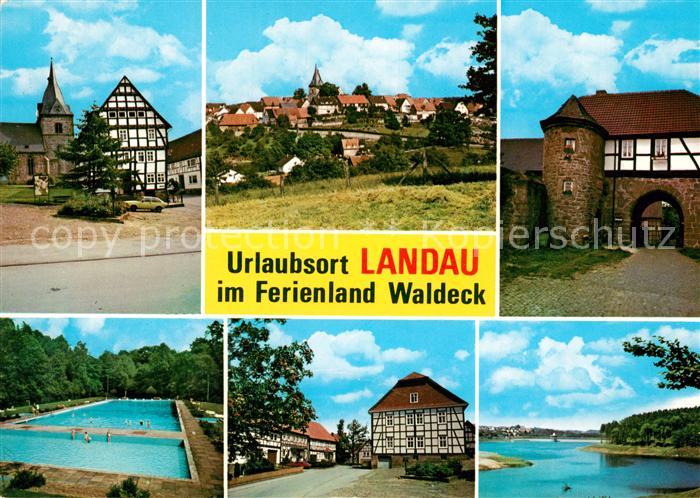 Landau Waldeck Teilansichten Fachwerkhaus Freibad Edertalsperre