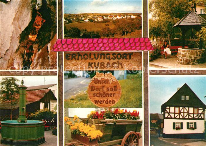 Kubach Weilburg Panorama Erholungsort Kristallhoehle Brunnen Fachwerkhaus