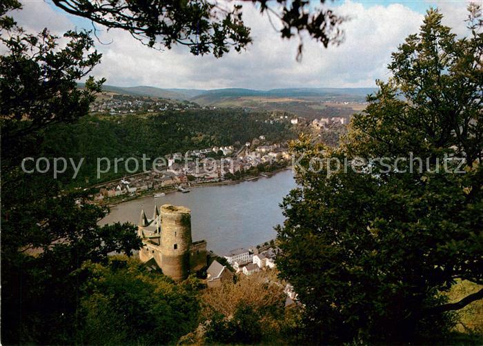 St Goar Panorama Blick ueber Burg Katz Rheintal