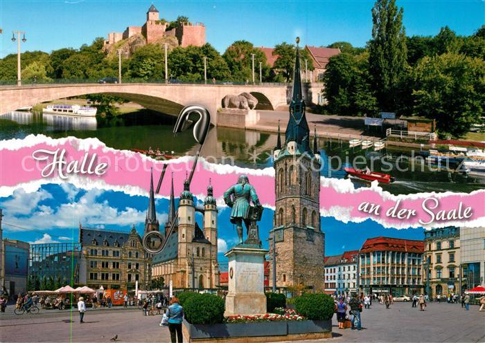 Halle Saale Bruecke Burg Marktplatz Kirche Haendel Denkmal