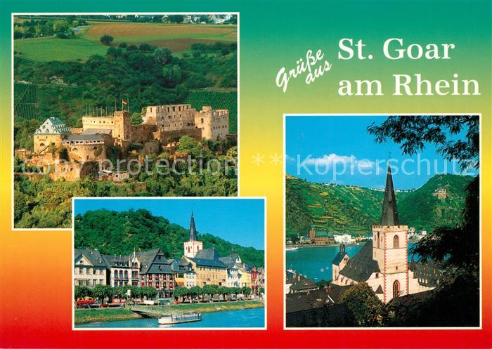 St Goar Burg Rheinfels Fliegeraufnahme Ortsansicht mit Kirche