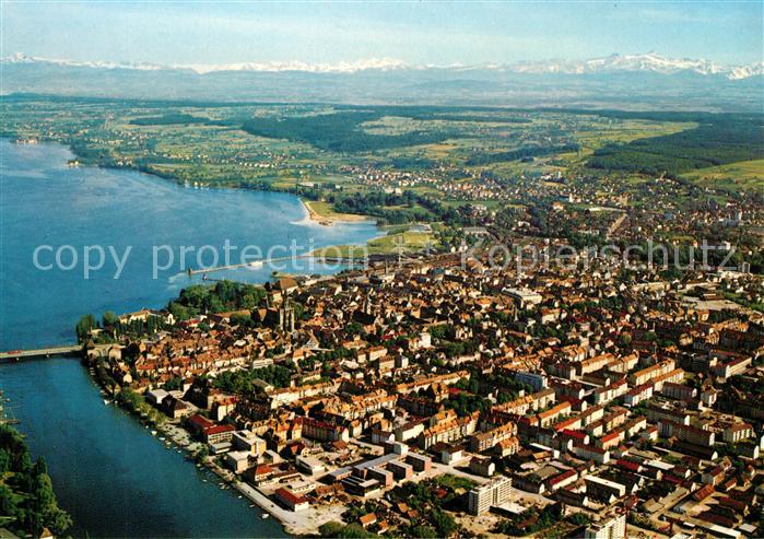 Konstanz Bodensee Altstadt Rhein Alpenkette Fliegeraufnahme