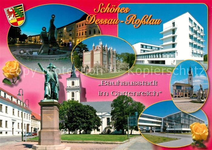 Dessau-Rosslau Bauhausstadt im Gartenreich Brunnen Denkmal Schloss Moderne Archi