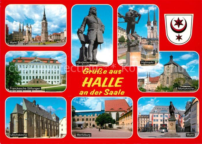 Halle Saale Marktplatz Kirche Franckesche Stiftungen Haendeldenkmal Hallmarkt Mo