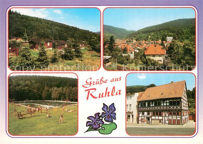 Ruhla Alte Ruhl Bungalowsiedlung uebersicht Freibad Heimatmuseum Fachwerkhaus