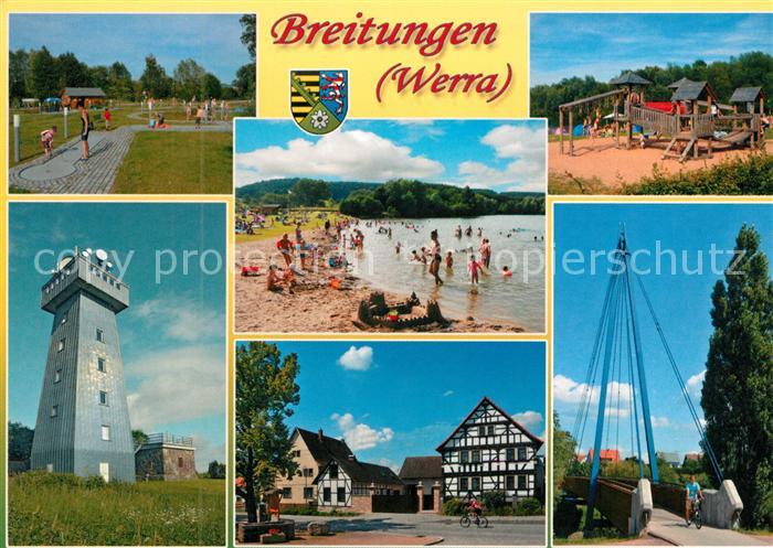 Breitungen Werra Naherholungszentrum am Kiessee Badestrand Markt Fachwerkhaus Br