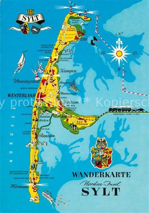 Insel Sylt Wanderkarte Nordseeinsel