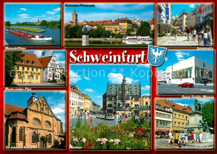 Schweinfurt Mainschifffahrt Martin Luther Platz Kirche Gutermann Promenade Fussg