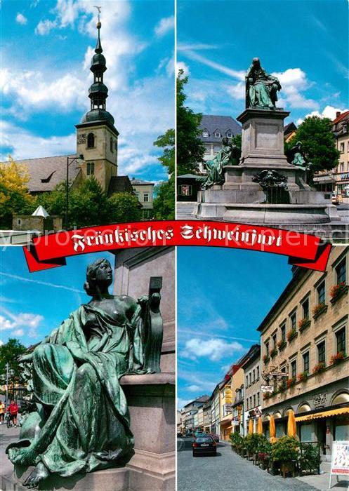 Schweinfurt Kirche Marktplatz Rueckert Denkmal Haeuserpartie Innenstadt Skulptur