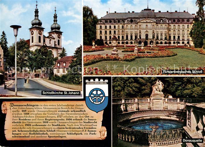 Donaueschingen Schlosskirche St Johann Fuerstenbergisches Schloss Donauquelle Ch