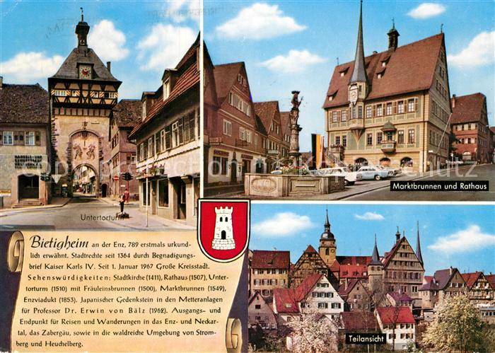 Bietigheim-Bissingen Untertorturm Marktbrunnen Rathaus Altstadt Chronik Wappen