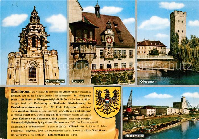 Heilbronn Neckar Kilianskirche Rathaus Goetzenturm Neckarhafen Chronik Wappen