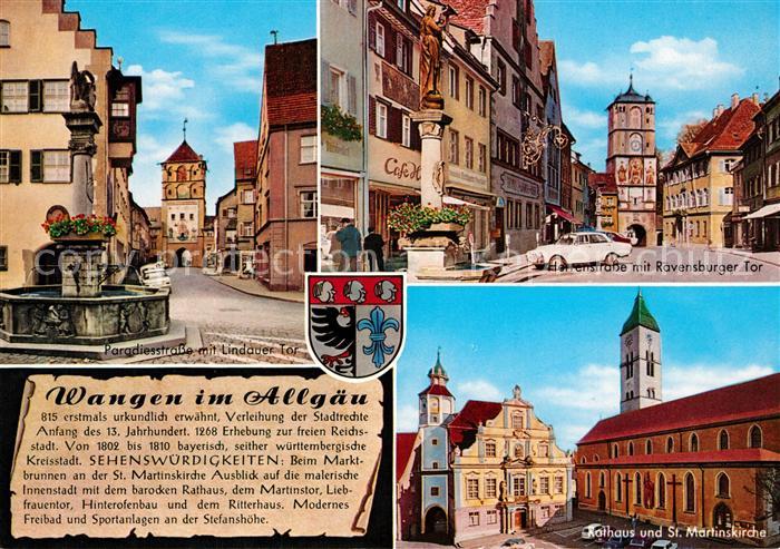 Wangen Allgaeu Paradiesstrasse Lindauer Tor Herrenstrasse Ravensburger Tor Ratha