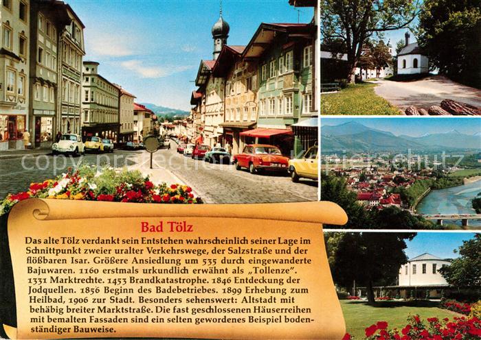 Bad Toelz Innenstadt Kapelle Kurpark Landschaftspanorama Isar Alpen